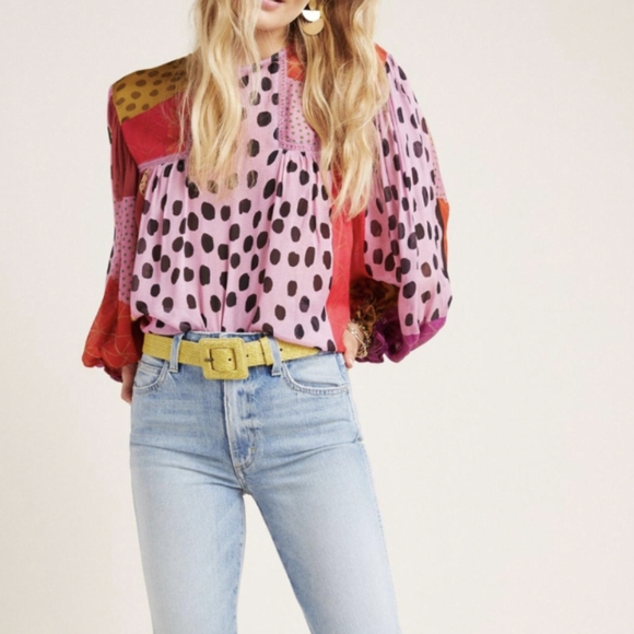 anthropologie BL-NK LONDON miranda peasant blouse S M - Picture 2 of 16